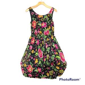 Candela NYC sleeveless multicolor floral bubble hem dress Size S